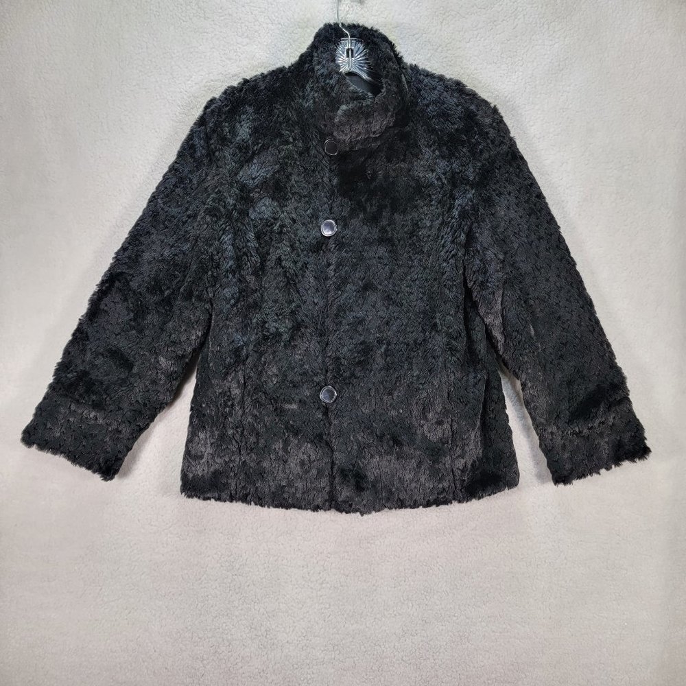 Platinum Utex Faux Fur Reversible High Neck Trendy Classic Jacket Coat